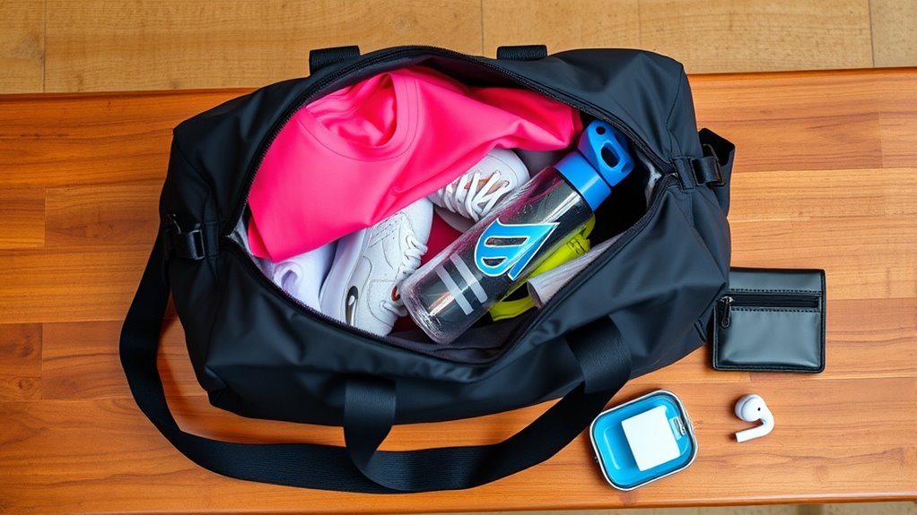 organize essentials for workout